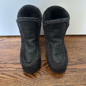 Mou Eskimo Inner Wedge Short Black Boots Winter Warm Sz 36 (6)